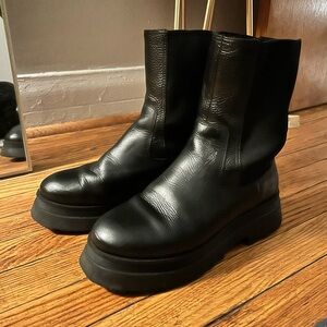 Black Leather Platform Boots